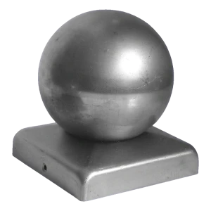 Capitel para valla de acero 70×70 mm con bola ø 60 mm – galvanizado