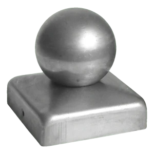 Capuchón de acero para poste de valla 100×100 mm con bola ø 60 mm – sin tratar