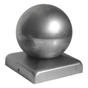 Remate para vallas de acero con bola 120×120 mm / fi 100 mm – en bruto