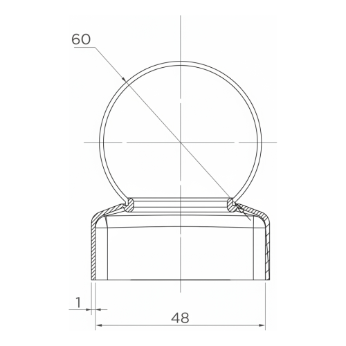Capuchón de valla de acero para poste Ø 48 mm con bola decorativa Ø 60 mm 001-591 (2)