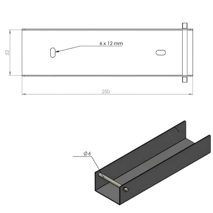 Perfil en C conector soporte para zócalo 250x50 galvanizado GPV-700-39 (3)