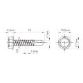 Tornillo autorroscante DIN 7504 K 4.8x19 mm – acero inoxidable A2, cabeza hexagonal con reborde 001-923 (2)