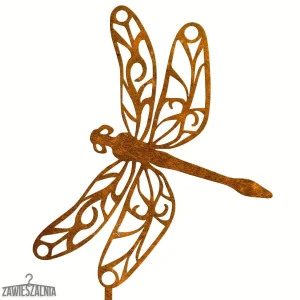Zawieszalnia – libélula calada de acero corten XL 22x98 cm en varilla