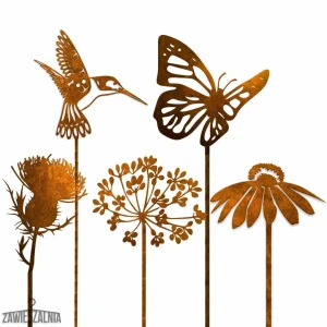 Zawieszalnia – joyería de jardín conjunto oxidado de 5 adornos XXL de acero corten 101 cm