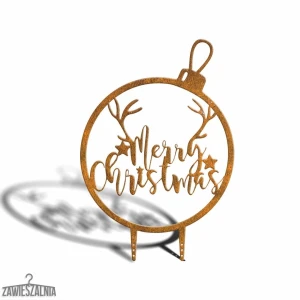 Zawieszalnia – adorno de jardín Bola de Navidad Merry Christmas XL 77 cm de acero corten