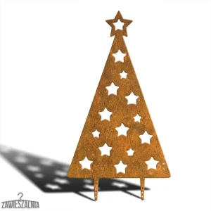 Zawieszalnia – árbol de Navidad decorativo de jardín en acero corten XXL 92 cm con estrellas