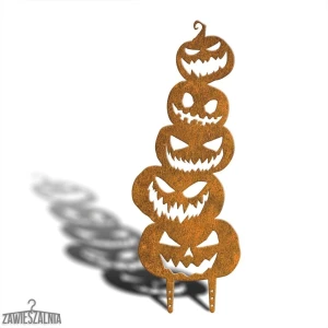 Zawieszalnia – adorno de jardín Stracho Calabazas XL 78 cm, decoración de Halloween en acero corten