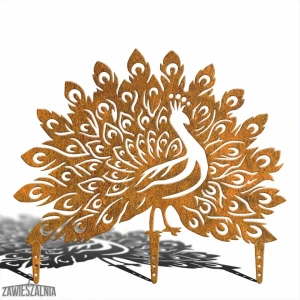 Colgador decorativo para jardín Cola de Pavo Real XL de acero corten 60×52 cm