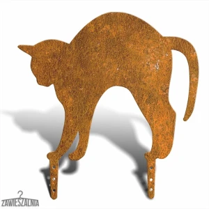 Zawieszalnia – espantapájaros de jardín Gato con Lomo L 38 cm, acero corten
