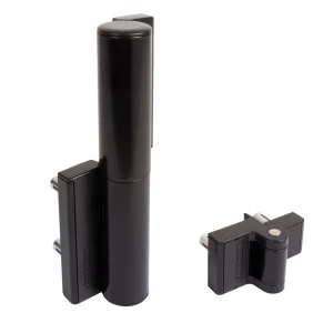 Locinox PUMA – cierrapuertas hidráulico y bisagra de 180° para portones color negro RAL 9005