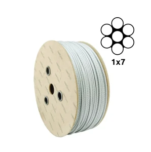 Cable de acero galvanizado Ø1,0 mm 1×7 de un solo cordón – venta por metros