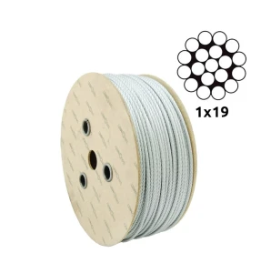 Cable de acero galvanizado Ø2,0 mm de un solo cordón 1×19 – venta por metros