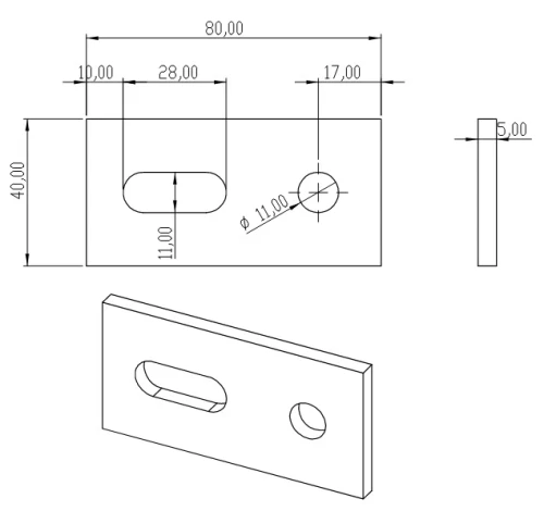 Adaptador de aluminio 40x80x5 PV-07-05 (1)