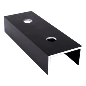 Conector de perfil de montaje PV de aluminio anodizado negro 120 mm perfil en U 25×45