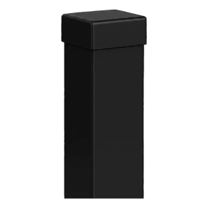 Poste de valla de acero 80×80 mm negro RAL 9005 – 2,0 m con tapa