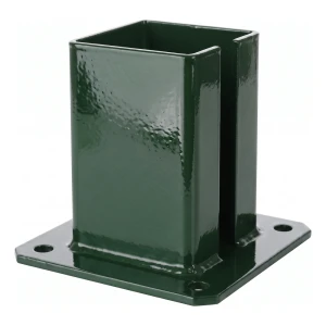 Base de acero para poste de valla y puerta 100×100 mm verde RAL 6005
