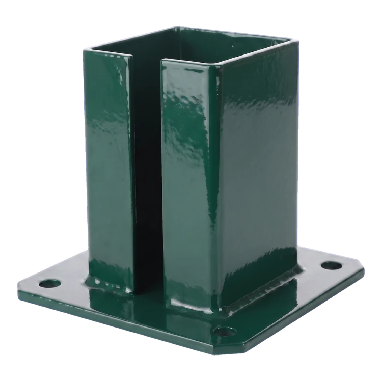 Base de acero para poste de valla y puerta 100×100 mm verde RAL 6005 000-791 (2)
