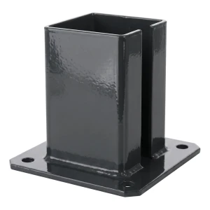Base de acero para poste de valla 100×100 mm – placa base de montaje grafito RAL 7016