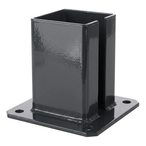 Base de acero para poste de valla 100×100 mm – placa base de montaje grafito RAL 7016 000-792 (1)