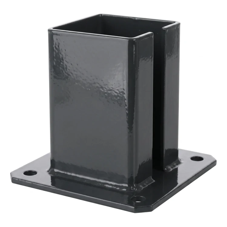 Base de acero para poste de valla 100×100 mm – placa base de montaje grafito RAL 7016 000-792 (1)