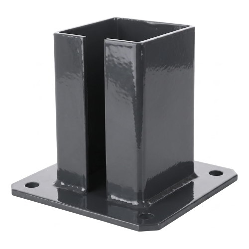 Base de acero para poste de valla 100×100 mm – placa base de montaje grafito RAL 7016 000-792 (2)