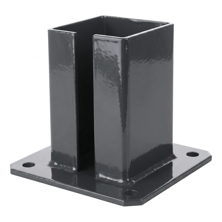 Base de acero para poste de valla 100×100 mm – placa base de montaje grafito RAL 7016 000-792 (2)