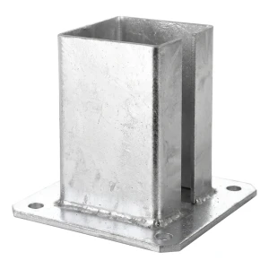 Base de acero para poste de valla y puerta de 100×100 mm, galvanizada