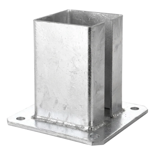 Base de acero para poste de valla y puerta de 100×100 mm, galvanizada 000-789 (1)