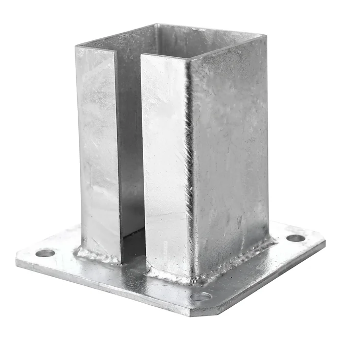 Base de acero para poste de valla y puerta de 100×100 mm, galvanizada 000-789 (2)