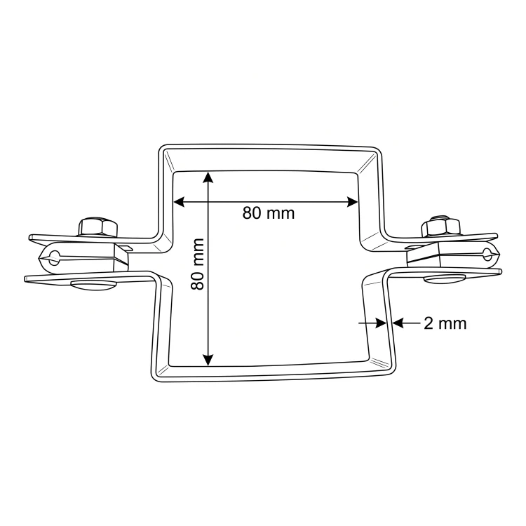 Abrazadera para panel de valla, cuadrada, intermedia, 100×100 mm, galvanizada 001-617 (4)