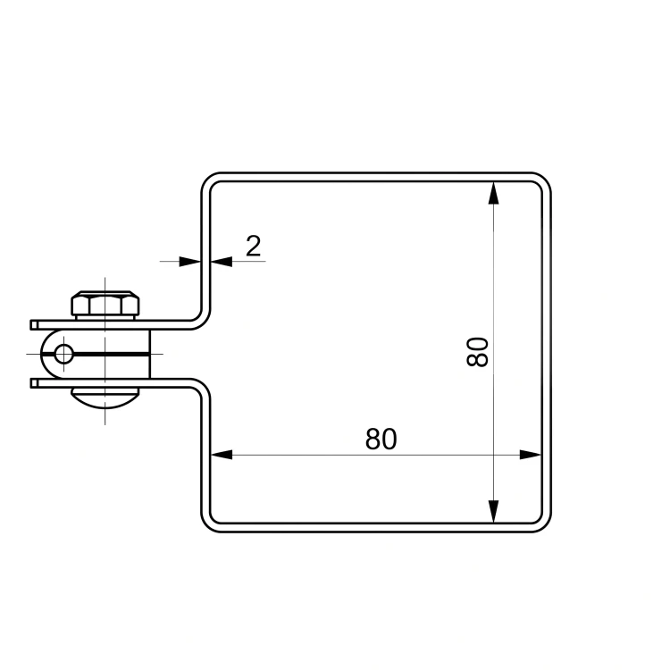 Abrazadera final para vallado 80×80 mm grafito RAL 7016 – juego de montaje 001-619 (4)