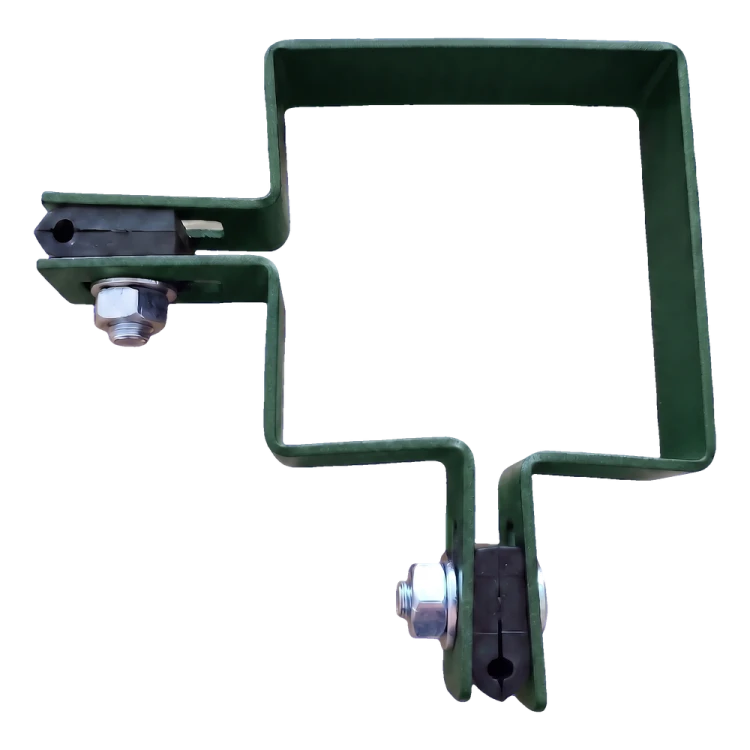 Abrazadera de esquina para vallado 80×80 mm verde RAL 6005 – juego de montaje completo 001-610 (2)