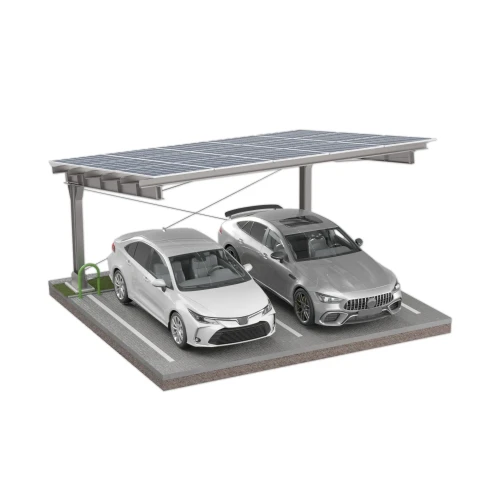 Aparcamiento fotovoltaico para 2 vehículos L 5,7m x 5,2m Cubierta Solar GPV-101-14