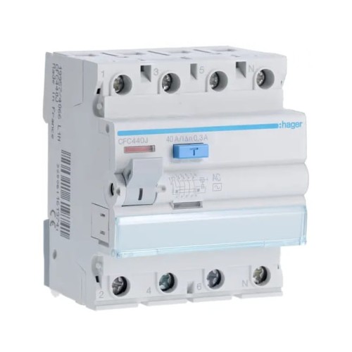 Interruptor diferencial 3P+N 40A 300mA tipo AC CFC440J HAGER GPV-401-43