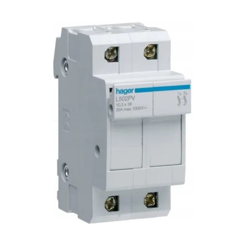 Base de fusibles PV 2P 32A 10x38 mm L502PV HAGER GPV-401-45