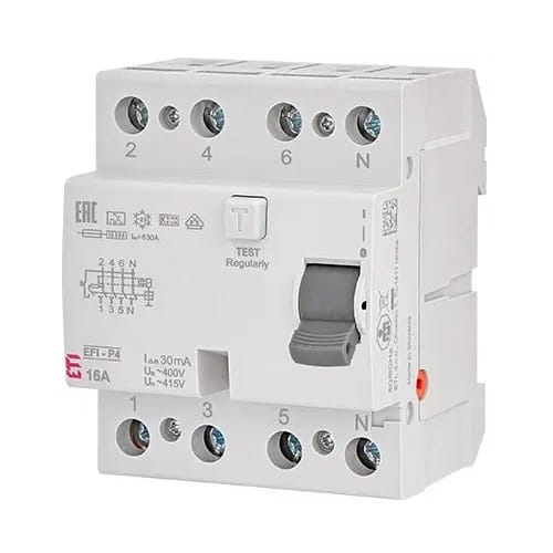Interruptor diferencial 4P 40A 30mA tipo AC EFI6-P4 AC 40/0.03 002061652 ETI GPV-401-73