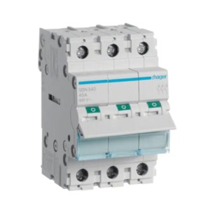 Seccionador aislante trifásico 3P 40A 400V AC SBN340 HAGER