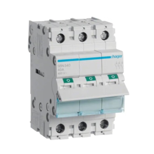 Seccionador aislante trifásico 3P 40A 400V AC SBN340 HAGER GPV-401-95