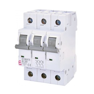 Interruptor automático B 20A 3P 6kA ETIMAT6 002115517 ETI