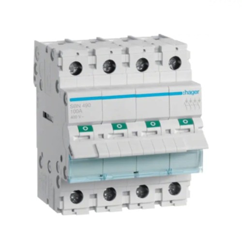 Seccionador 3 fases 4P 100A 400V AC SBN490 HAGER GPV-401-120