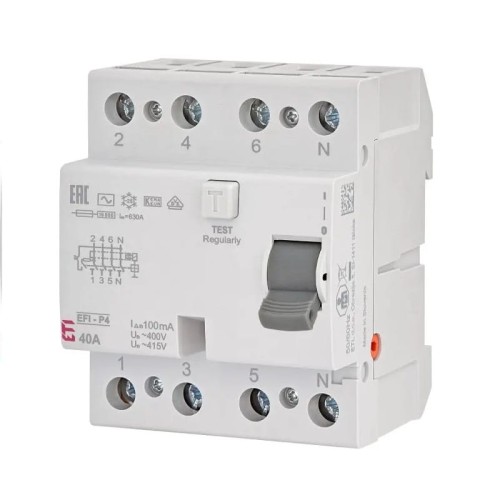 Interruptor diferencial 4P 40A 100mA tipo AC EFI-P4 AC 40/0.1 002061622 ETI GPV-401-132