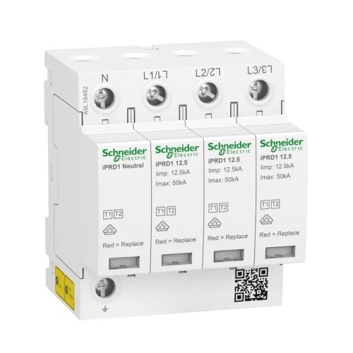 Protector contra sobretensiones Tipo 1+2 (B+C) 3P+N 12,5kA 1,5kV iPRD1-12.5r-T12-3N A9L16482 SCHNEIDER ELECTRIC GPV-401-176