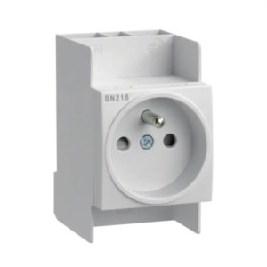Enchufe en riel DIN 10-16A 250V con pin de puesta a tierra SN216 HAGER