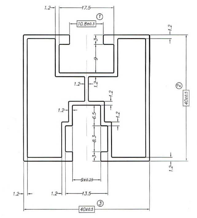 Perfil de aluminio 235cm 40x40 para tornillos hexagonales Anodizado PV-01-20-AN (4)