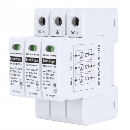 Limitador de Sobretensión Schelinger 3P 8kA DC 1000V GPV-401-24