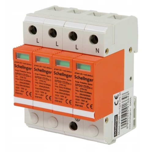 Schelinger Protector contra Sobretensiones 4P 5kA clase T1+T2 (B+C) GPV-401-25