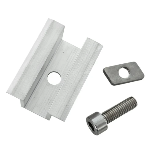 Abrazadera central H25 L50 sin tratar, con tornillo M8x20 y inserto para paneles de 30 mm PV-04-16 (2)