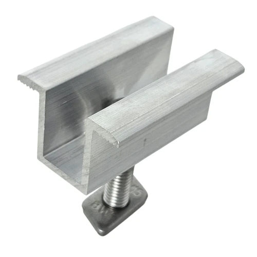 Abrazadera central H25 L50 sin tratar, con tornillo M8x25 y inserto para paneles de 35 mm PV-04-17
