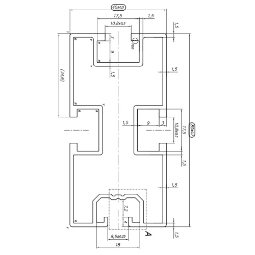 Perfil de aluminio 420cm 80x40 para tornillos hexagonales PV-01-24 (2)