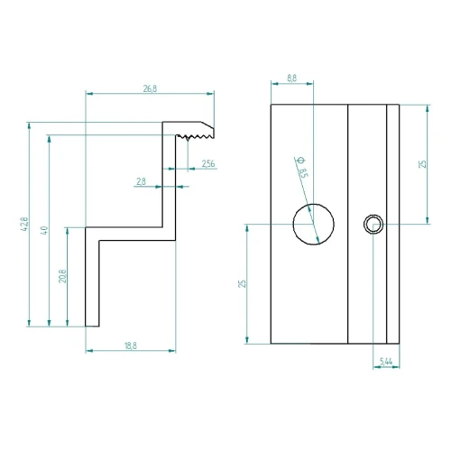 [RDY] Grapa final H40 L50 con pin de puesta a tierra aluminio PV-03-80 (2)